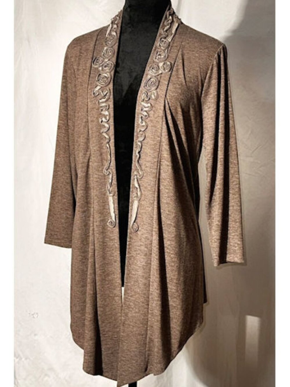 Christopher & Banks Brown Sweater, Ribbon Trim, Medium